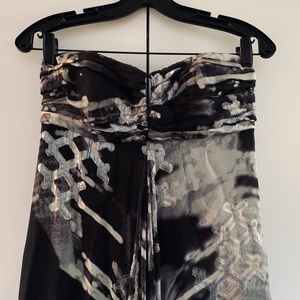 Nicole Miller strapless silk chiffon dress EUC